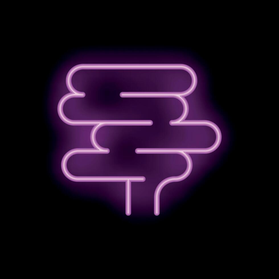 Neon sign representing intestines on black background vector