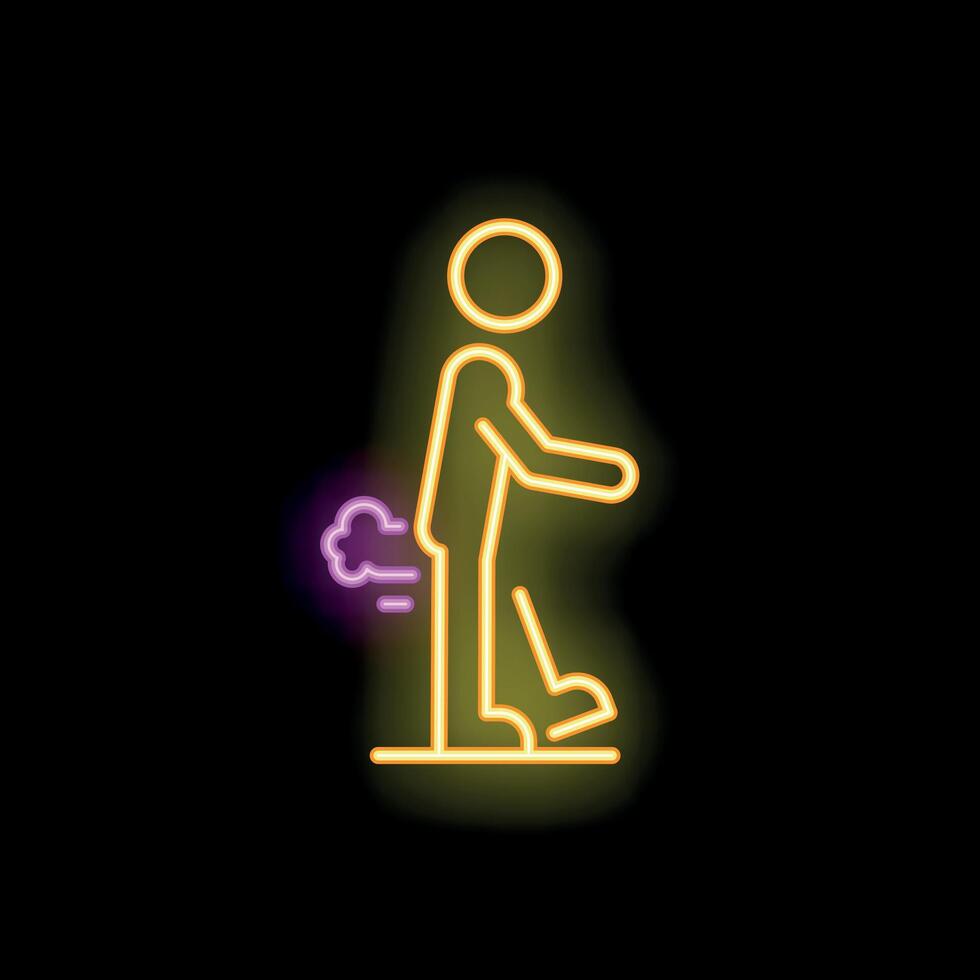 Neon sign of a person walking and farting vector