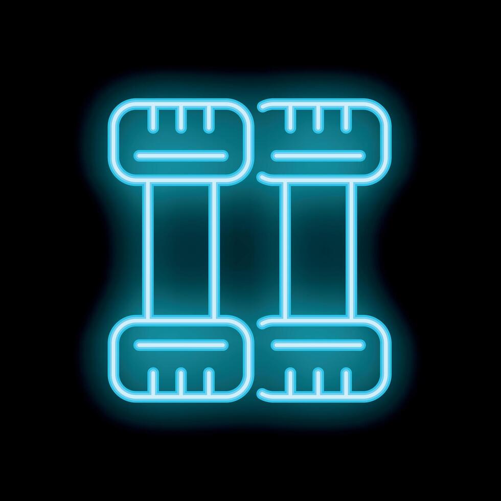 Neon icon of adjustable dumbbells for weight training vector