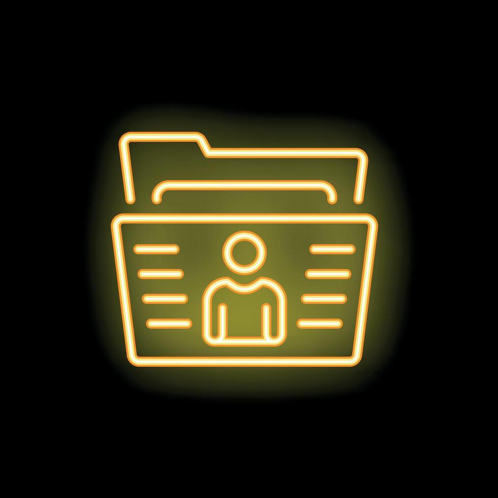 Neon icon of curriculum vitae showing candidate profile vector