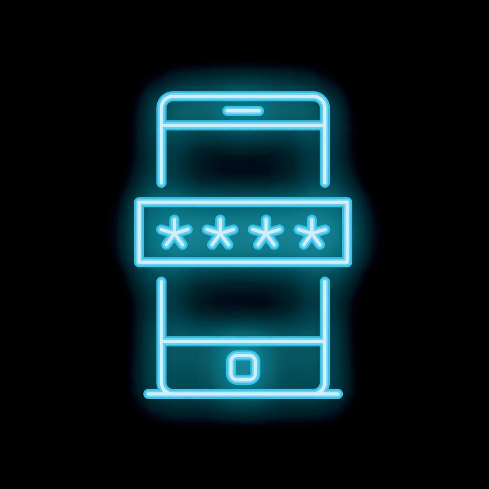 Neon smartphone showing password protection with asterisks on screen vector
