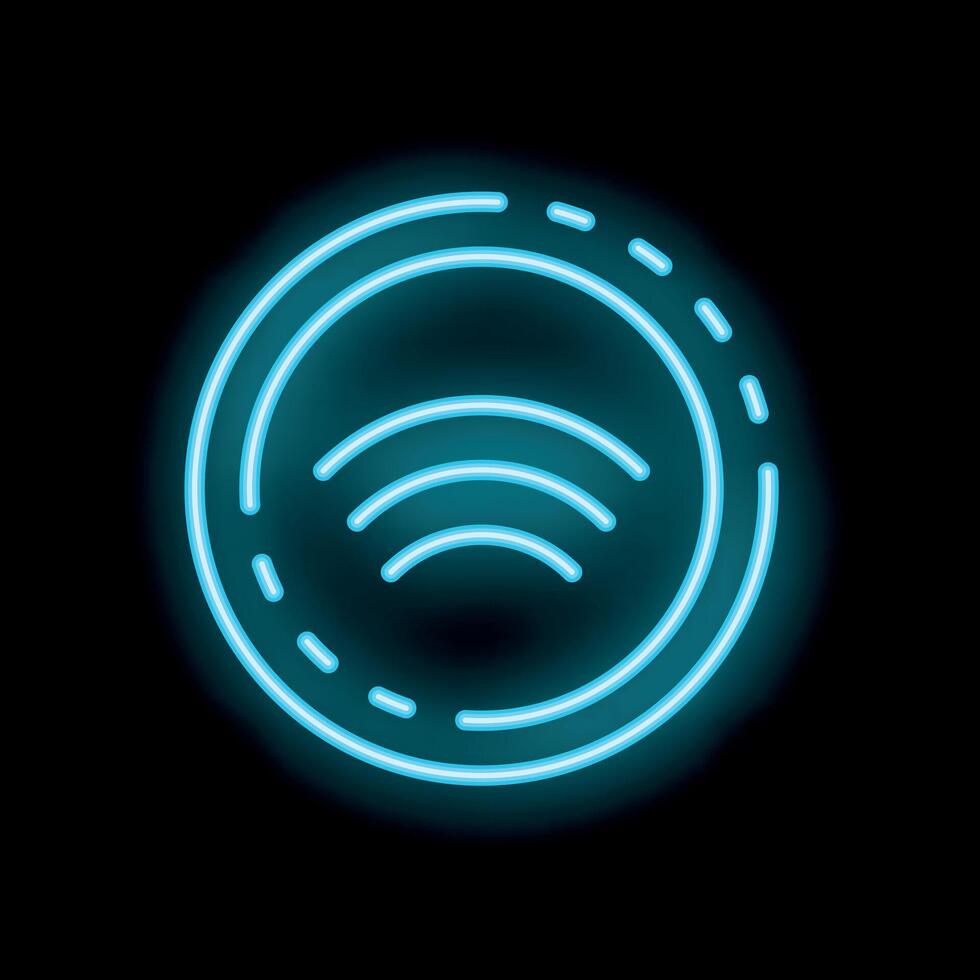 Neon icon of wifi signal representing wireless connection vector