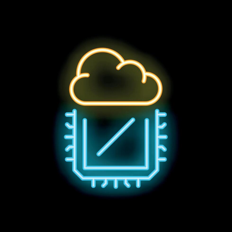 Neon icon representing cloud computing technology vector