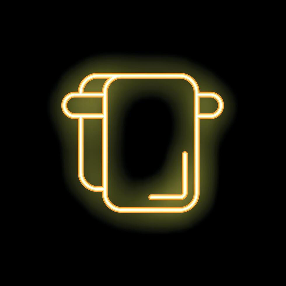 Yellow neon sign of towels hanging on a rack on black background vector