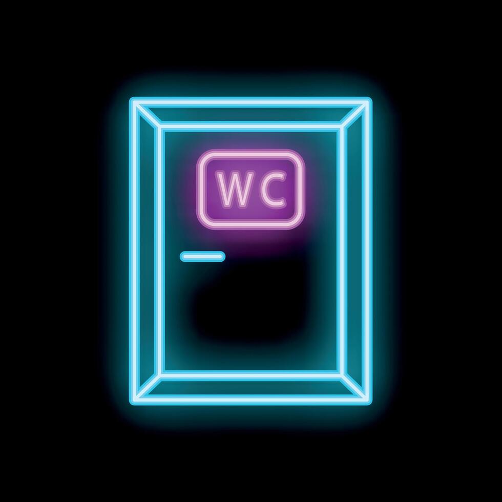 Neon wc sign indicating public toilet location vector