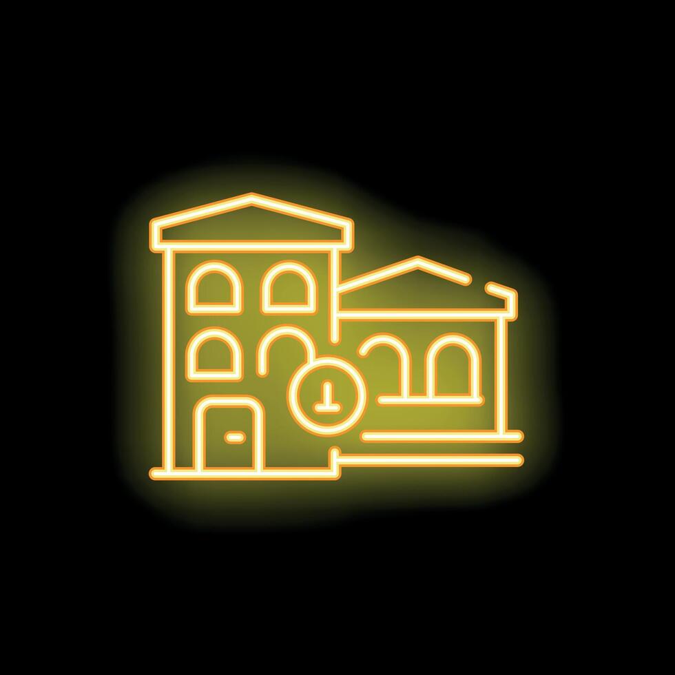 Neon sign of a quarantine building on a black background vector