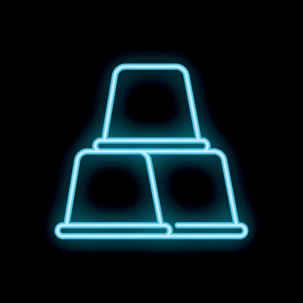Neon blue podium with three levels shining on black background vector