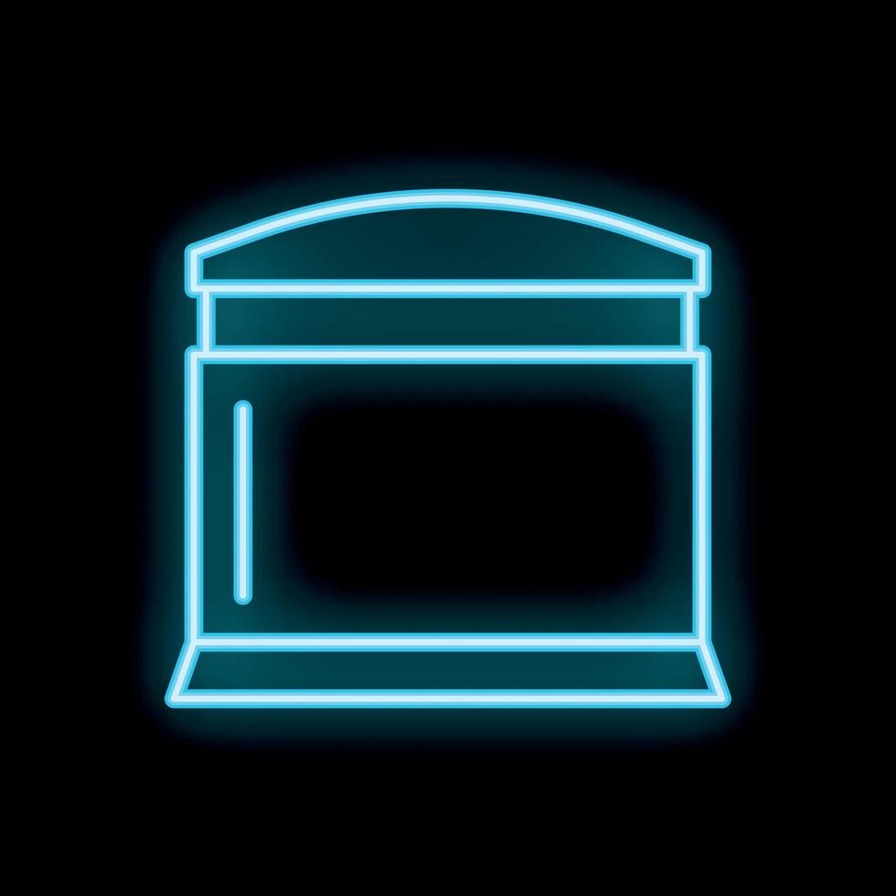 Blue neon sign showing a blank space on a black background vector