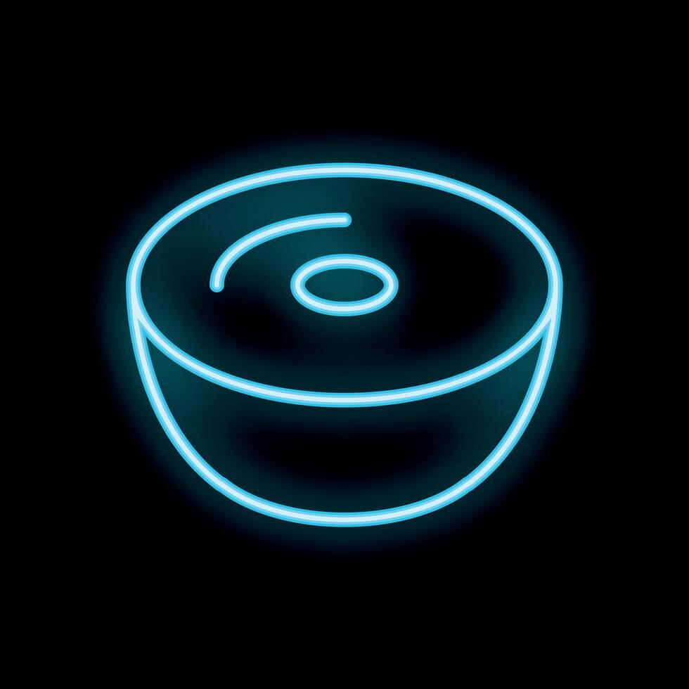 Neon blue glowing kiwi icon on a black background vector