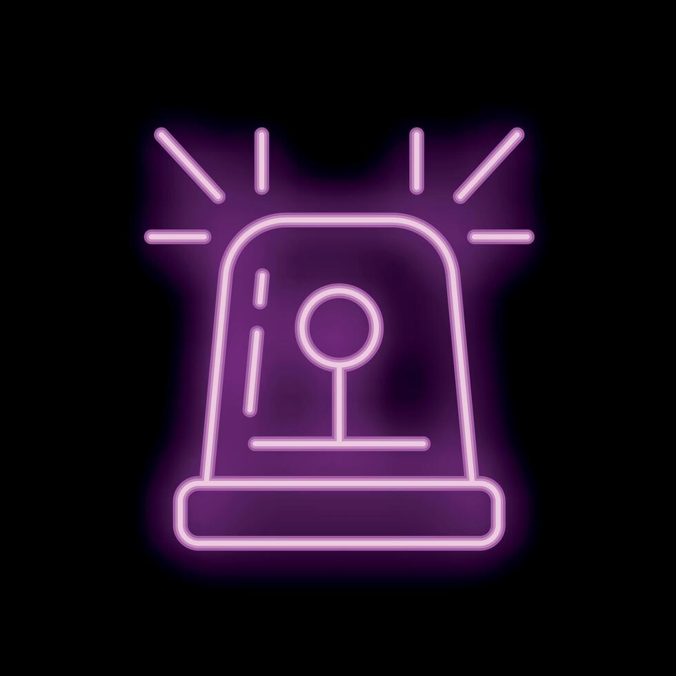 Bright pink neon siren light flashing on black background vector
