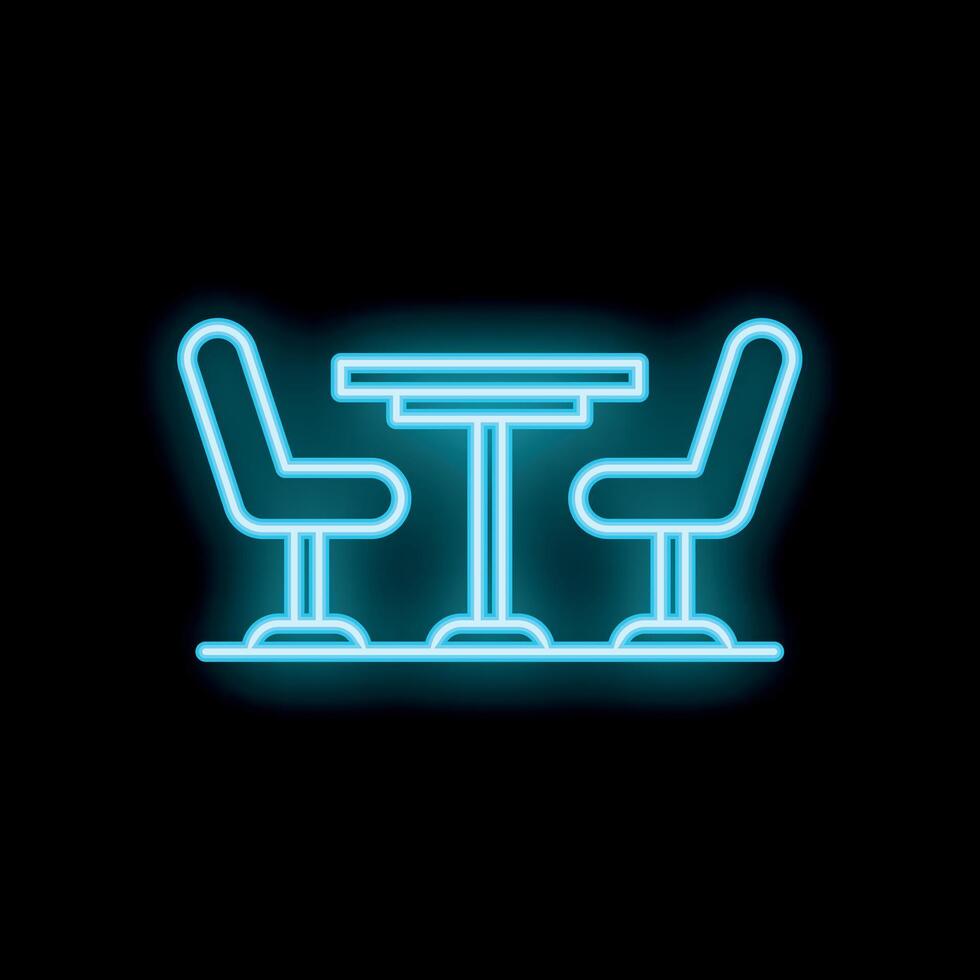 Neon sign of two chairs and a table for a cafe or restaurant vector