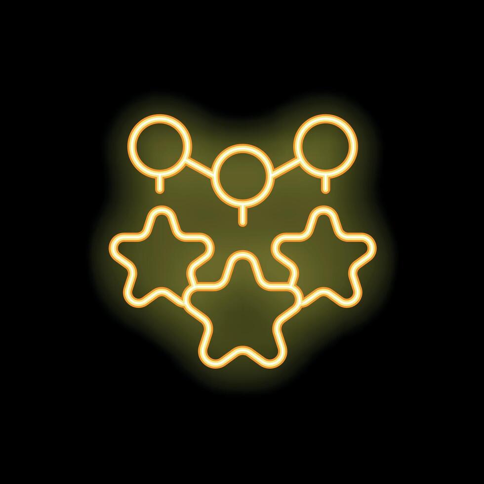 Neon icon of stars connected by lines representing customer relationship management vector