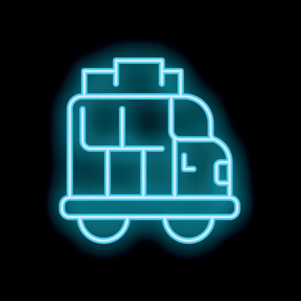 Neon style icon of delivery truck carrying cardboard boxes vector