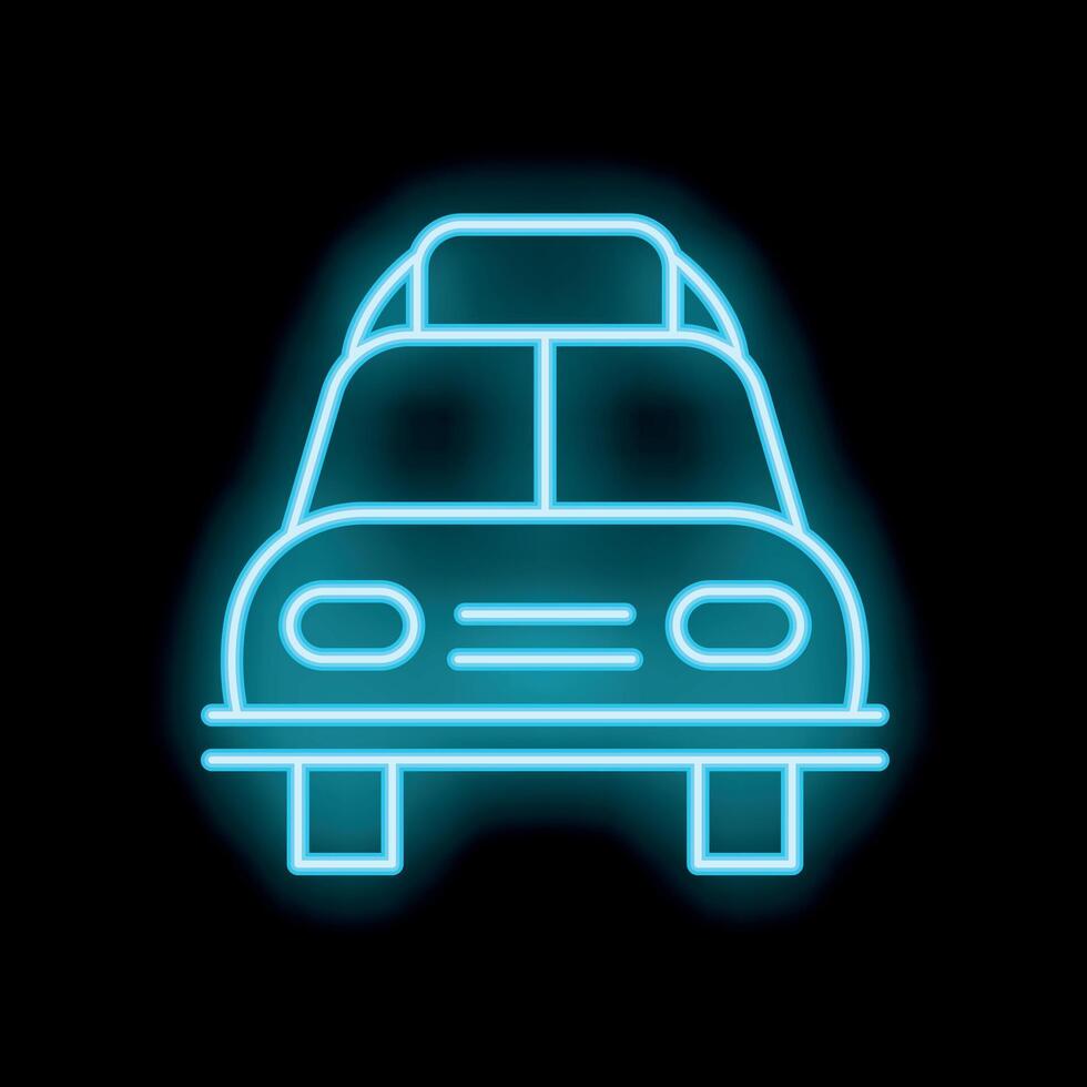 Blue neon sign of a taxi cab driving in the dark vector