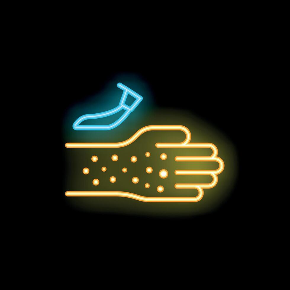 Neon sign of a hand applying ointment to dry skin vector