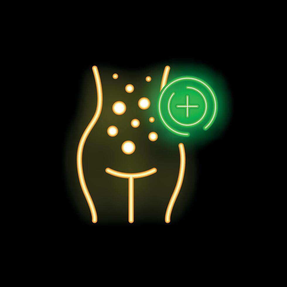 Neon icon of body weight gaining representing obesity and overeating vector