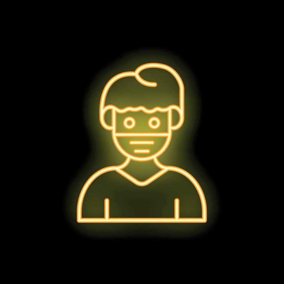 Neon sign of a man wearing a protective mask on black background vector