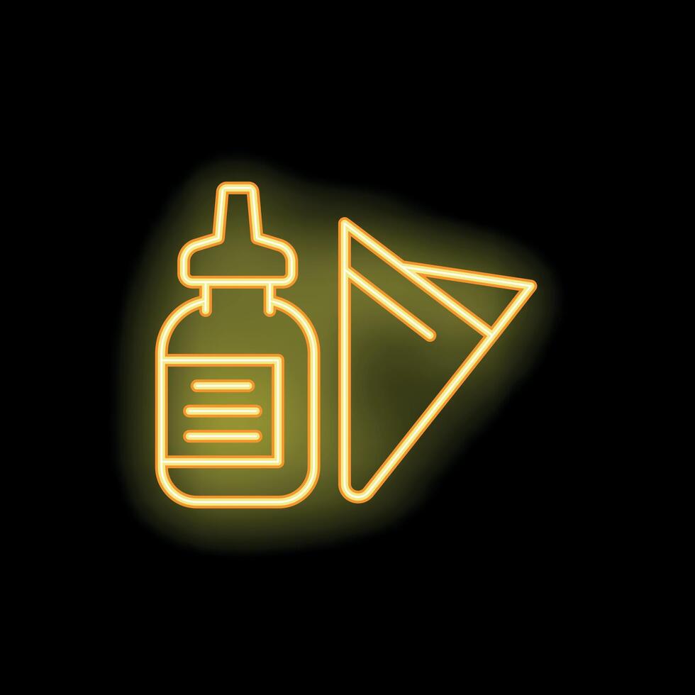 Neon sign of electronic cigarette with liquid on black background vector