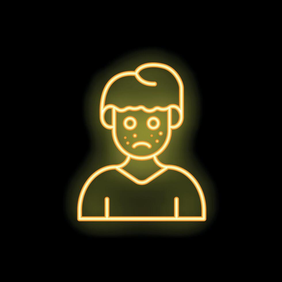 Neon style icon of young man dealing with acne breakouts vector