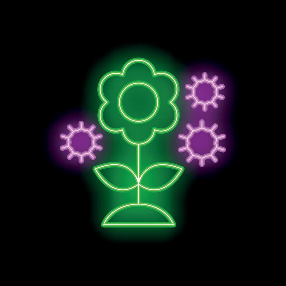 Neon flower resisting virus bakteria attack icon vector