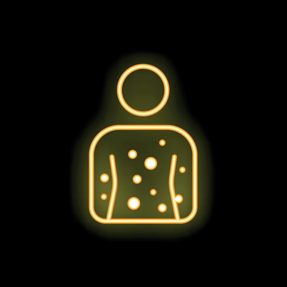 Neon icon of a person experiencing a skin rash or allergy symptoms vector