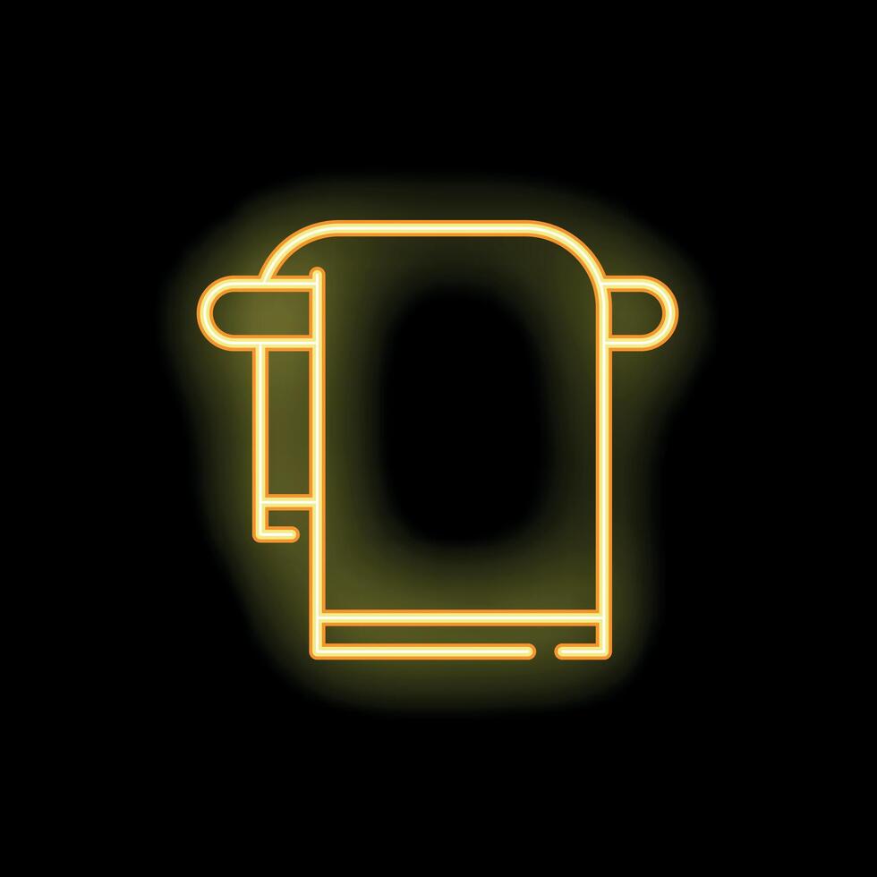 Yellow neon sign of a clean towel hanging on a rack vector