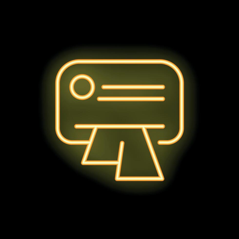 Neon yellow atm cash machine icon glowing on black background vector