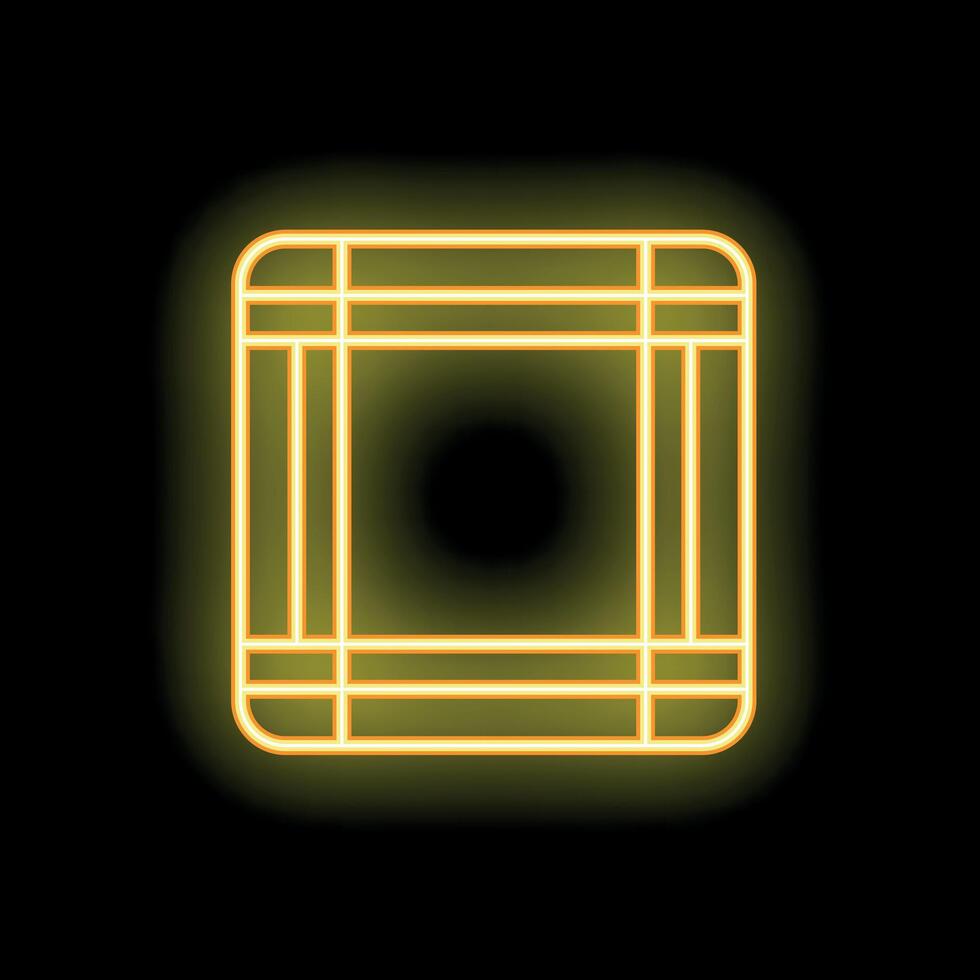 Glowing rounded square neon frame on dark background vector