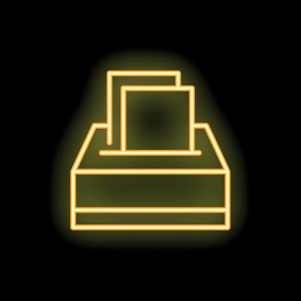 Neon ballot box glowing yellow on a black background vector