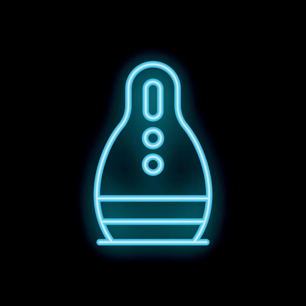 Neon punching bag glowing on black background vector