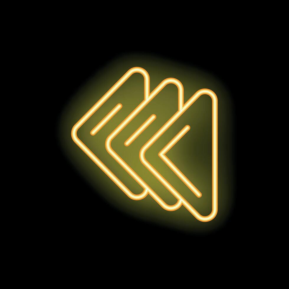 Neon arrows pointing left on black background vector