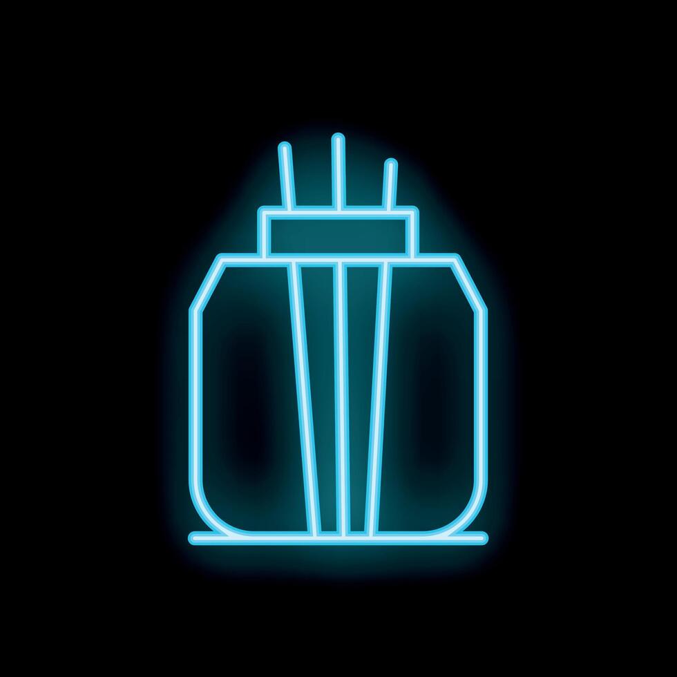 Neon icon of optical fiber distribution box showing internet connection vector