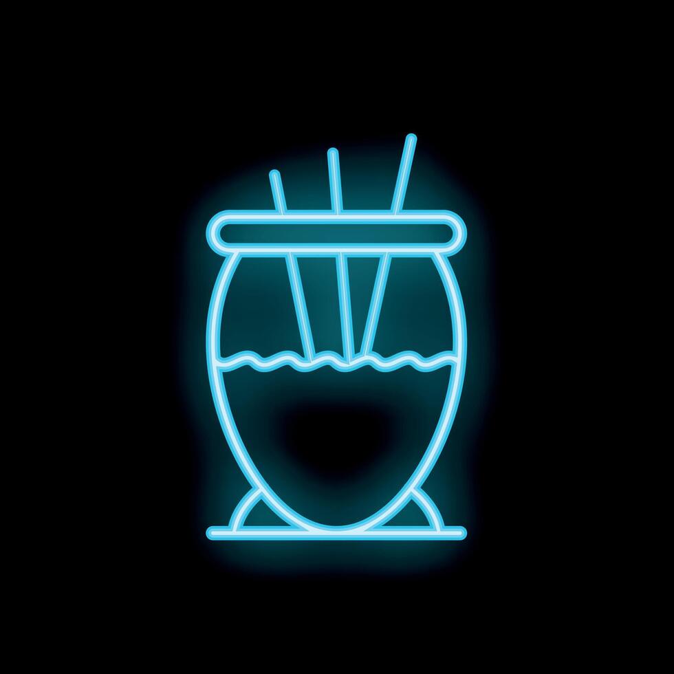 Blue neon sign of aromatic reed diffuser spreading pleasant scent vector