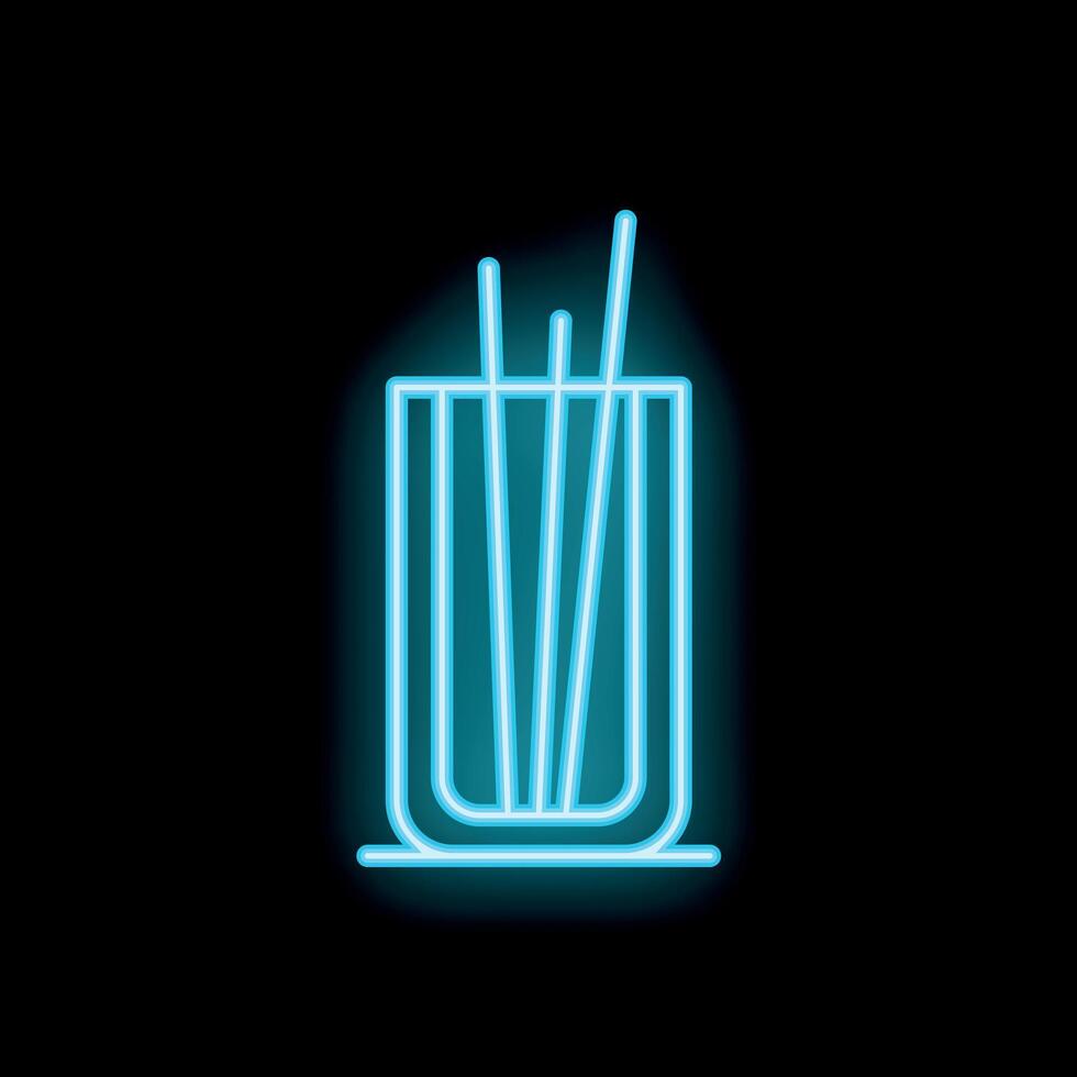 Neon sign representing aroma diffuser with incense sticks on black background vector