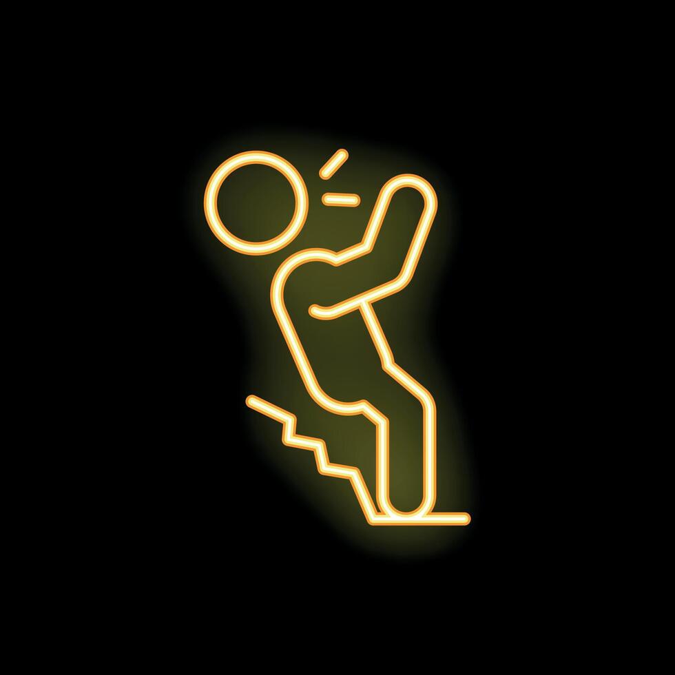 Neon style icon of man slipping and falling vector