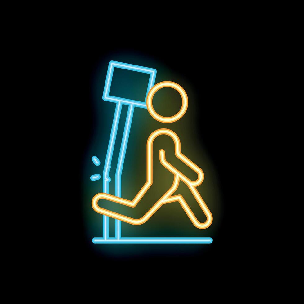 Person walking into post neon sign illustration vector