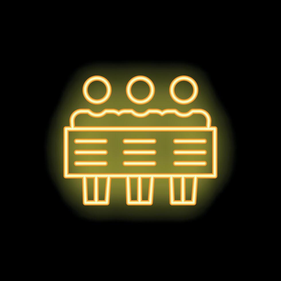 Neon icon of people sitting at table having meeting vector