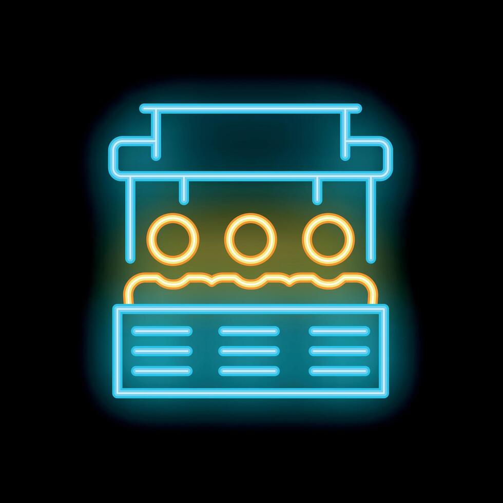 Neon sign of people sitting at bar counter with drinks and blank signboard for your text vector