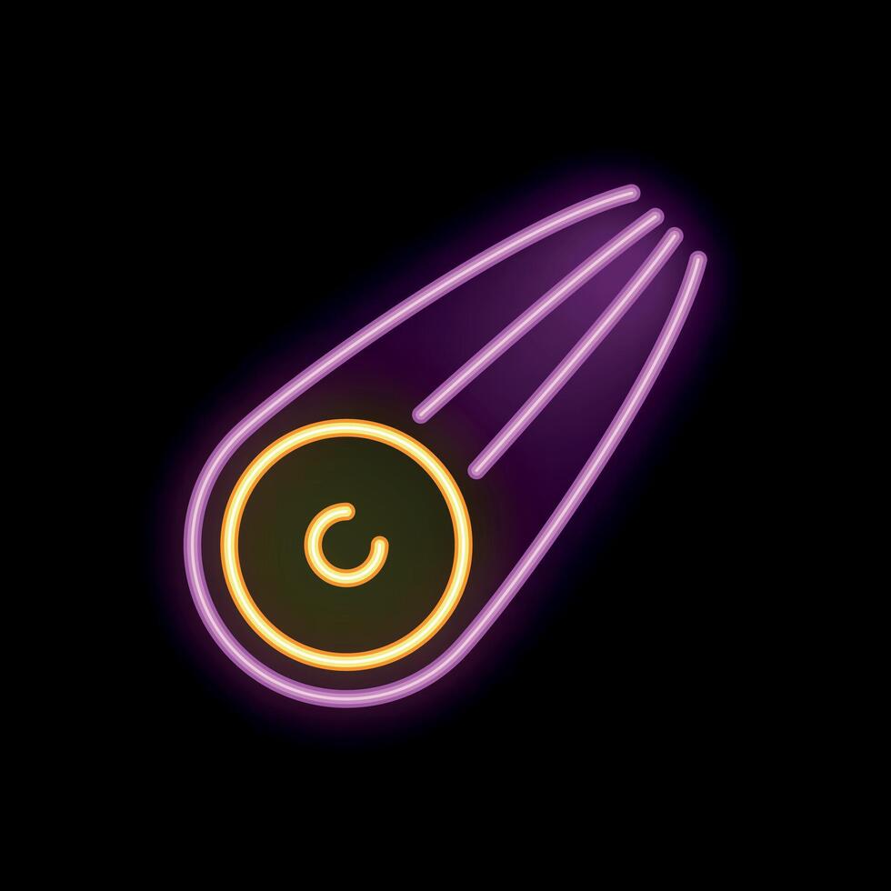 Bright neon comet flying through space with glowing tail vector