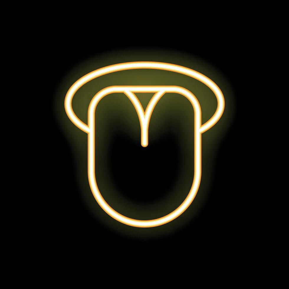 Neon sign showing sticking out tongue on black background vector