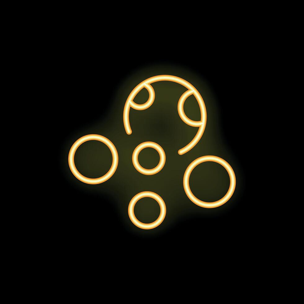 Neon icon of bubbles floating in dark space representing fizzy drink vector