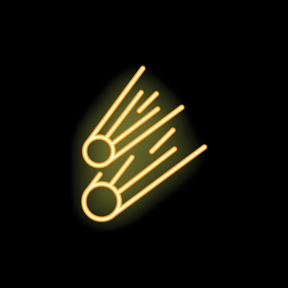 Two bright yellow neon comets are flying in space vector