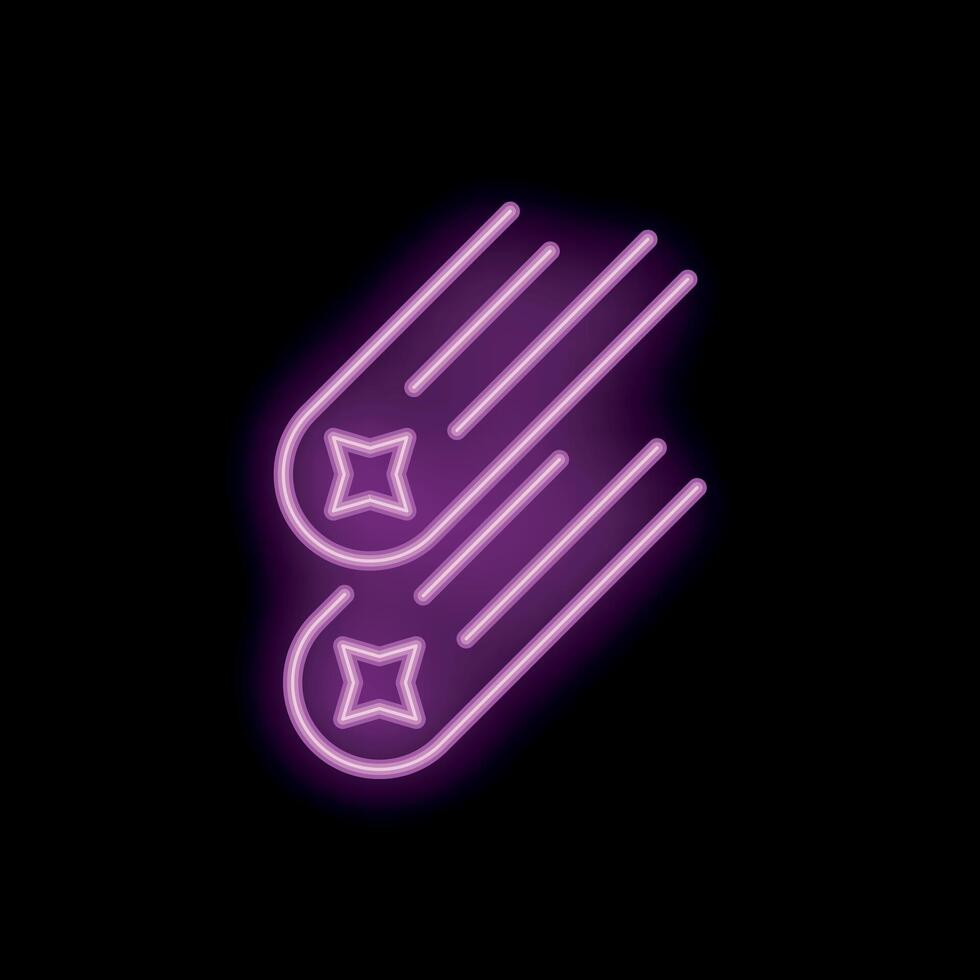 Neon shooting stars glowing in the dark background vector