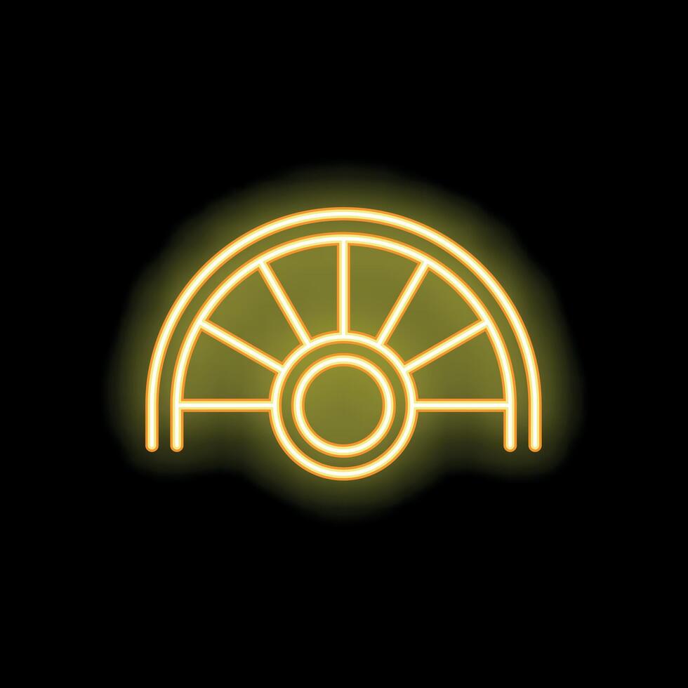 Neon yellow fan symbol glowing on black background vector