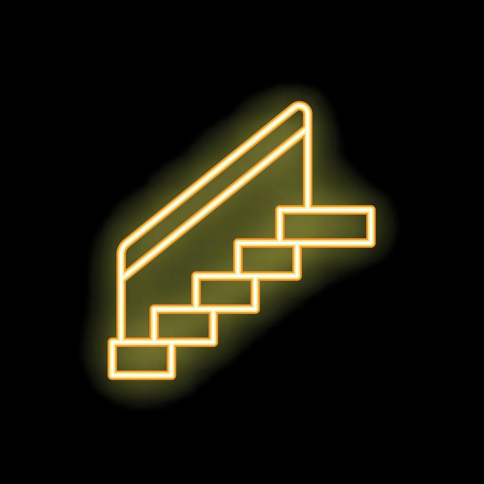 Neon sign of stairs leading up with handrail in yellow vector