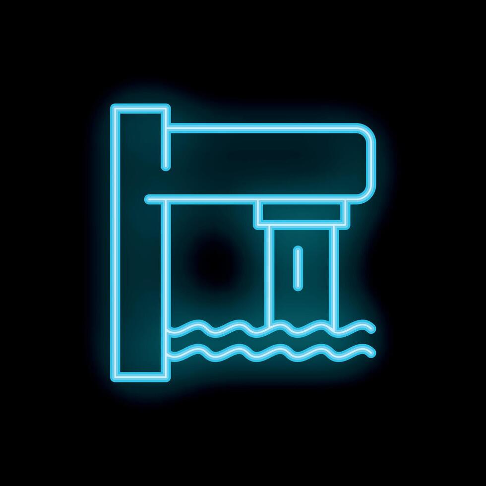 Neon style icon of water dam for energy and irrigation vector