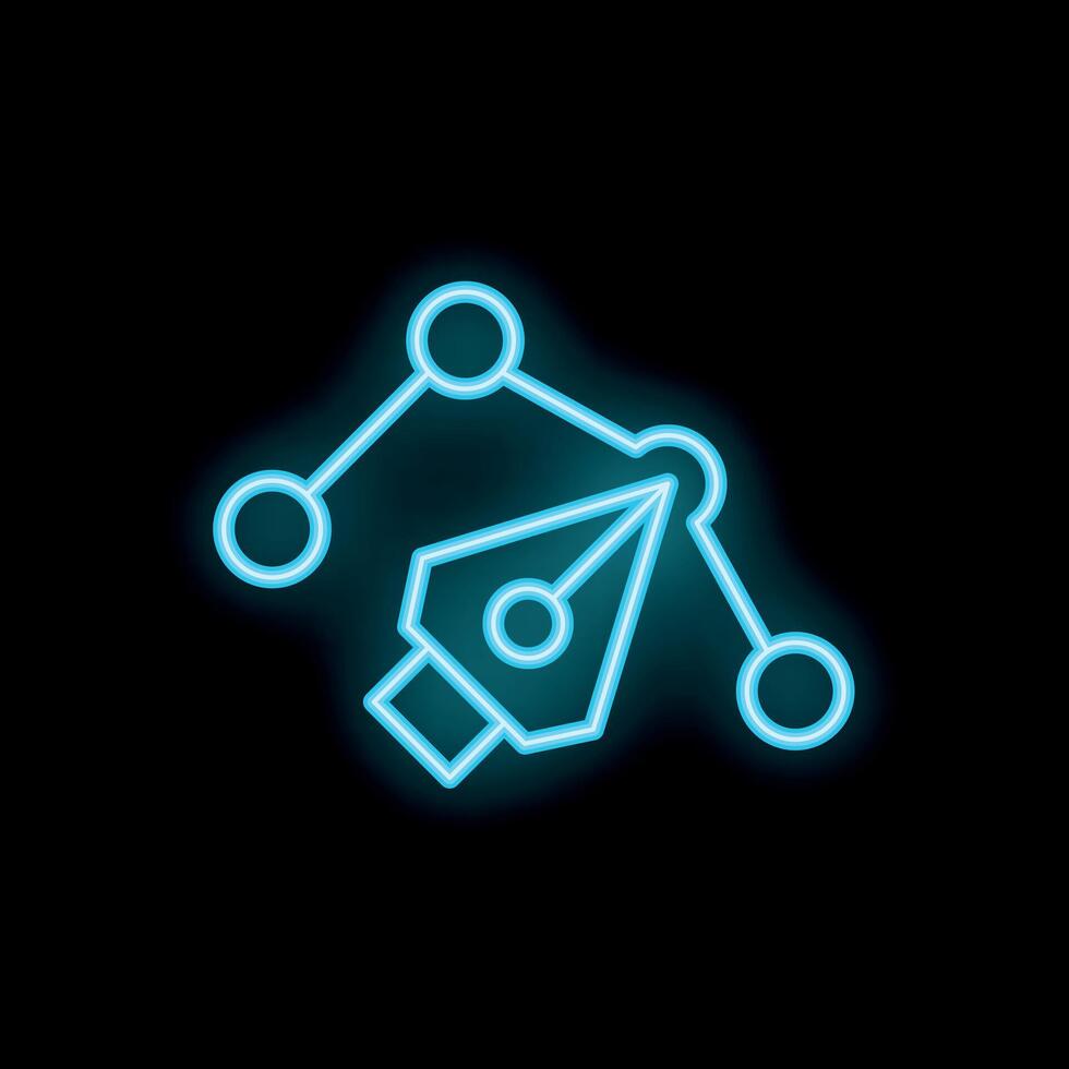 Neon icon of pen tool creating digital graphic design vector