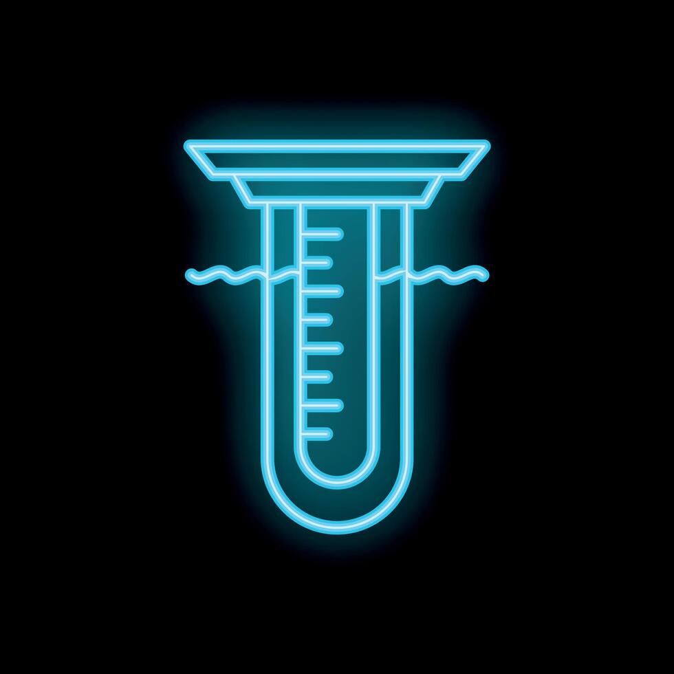 Neon icon of hydrometer measuring density of liquid substance vector