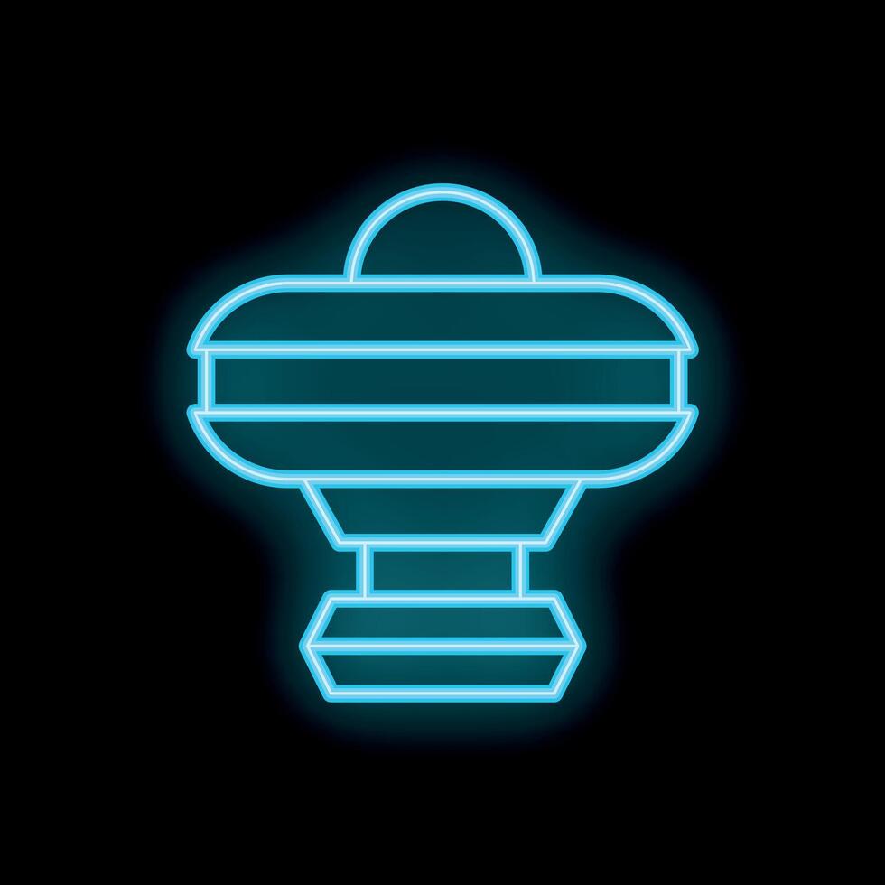 Blue neon sign showing a futuristic monorail train isolated on a black background vector