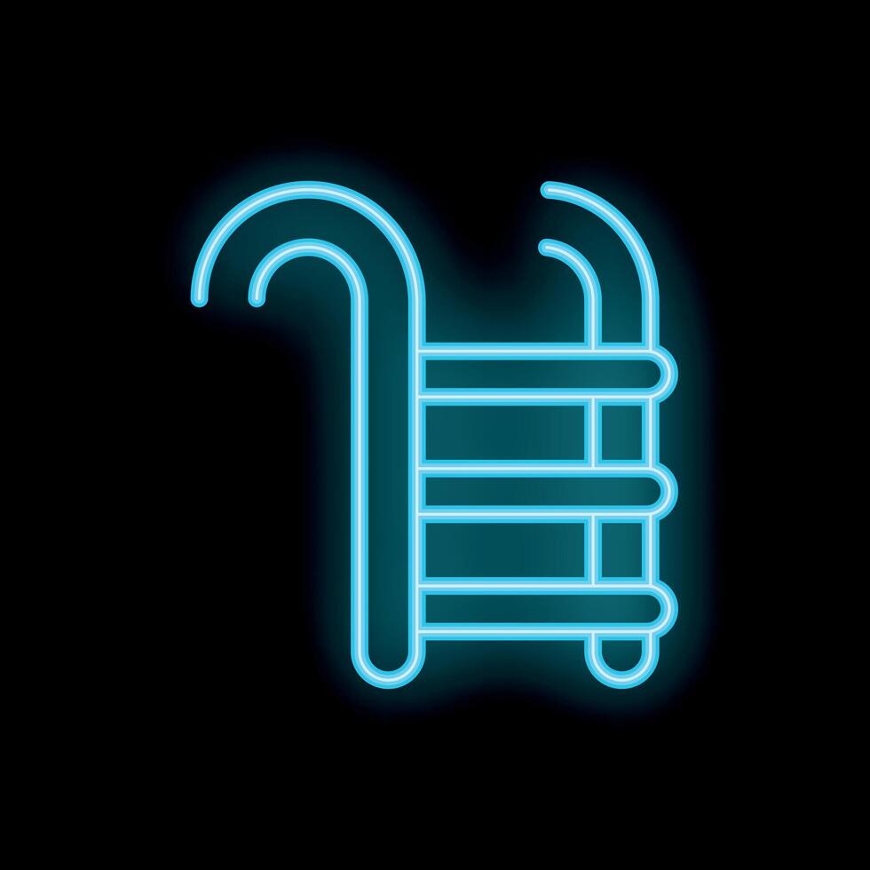Neon blue swimming pool ladder icon glowing on black background vector